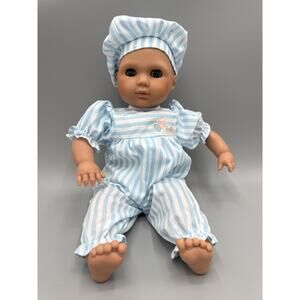 Vintage 1986 Lissi Baby Doll In Blue Striped Pajamas 14”